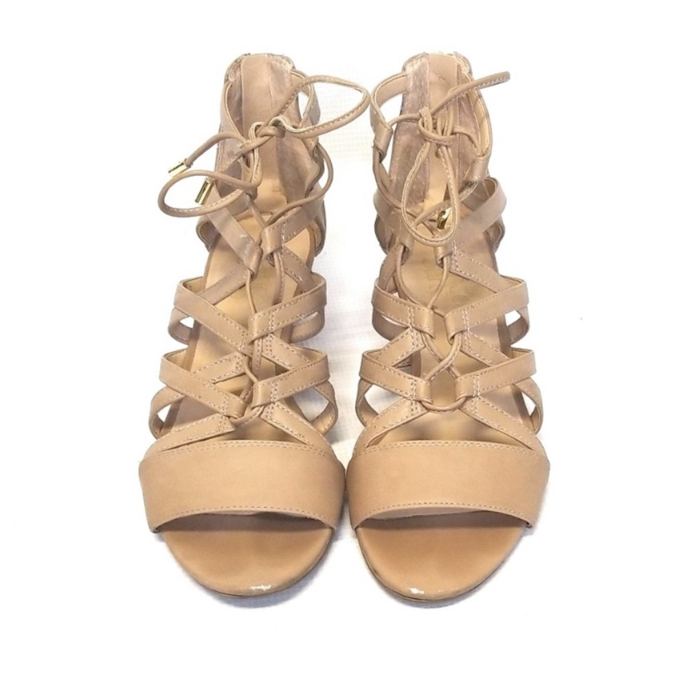 FRANCO SARTO Brixie Tan Leather Lace Up Wedge 7